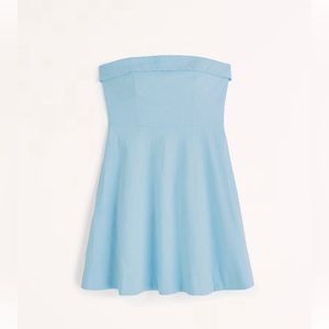 Strapless linen mini dress